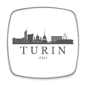Skyline de Turin, art urbain turin - Magnet carré - blanc - Devant