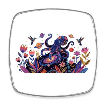 Psychedelic Kraken Bülten Nature Animals Pattern - Square fridge magnet - white - Front
