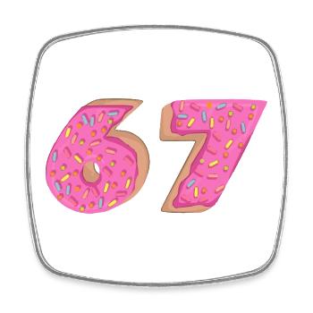 67 - Sixty Seven Number 67 Donut I-ce Cream Meme - Viereckiger Kühlschrankmagnet - Weiß - Vorne