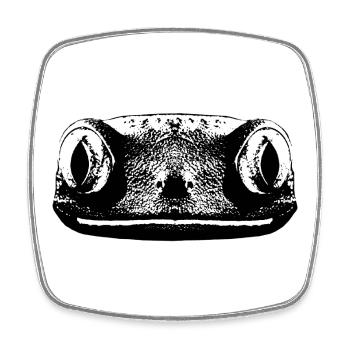Gecko / Frosch - Viereckiger Kühlschrankmagnet - Weiß - Vorne