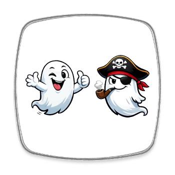 Ghost Pirate Duo - Square fridge magnet - white - Front