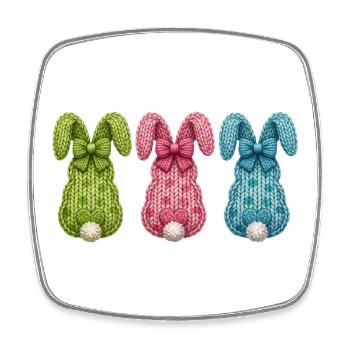 Ostern Drei Osterhasen von hinten in einer Reihe  - Viereckiger Kühlschrankmagnet - Weiß - Vorne