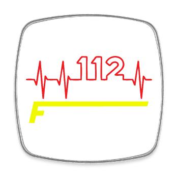 Feuewehr 112 - Viereckiger Kühlschrankmagnet - Weiß - Vorne