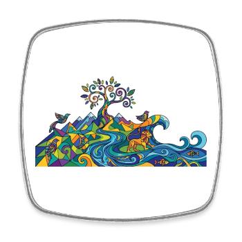 Fantasievolles Farbenspiel Natur Panorama Motiv - Viereckiger Kühlschrankmagnet - Weiß - Vorne