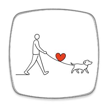 Heart Walk Dog Love Heart Love Animal Love - Square fridge magnet - white - Front