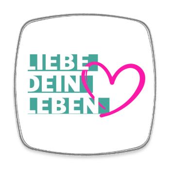 Liebe Dein Leben Herzmotiv - Viereckiger Kühlschrankmagnet - Weiß - Vorne