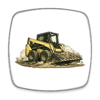 Vintage Skid Steer Loader Construction Site Construction Machine - Square fridge magnet - white - Front