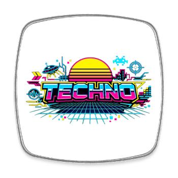 Neon Techno Horizon - Square fridge magnet - white - Front