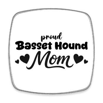 Stolze Basset Mutter, Basset Hound - Viereckiger Kühlschrankmagnet - Weiß - Vorne