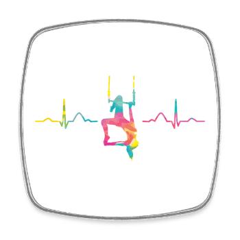 Aerialist Hearbeat EKG Cloud Swing Trapez - Viereckiger Kühlschrankmagnet - Weiß - Vorne