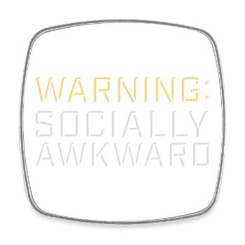 Warning Socially Awkward Lustig Sozial Unbeholfen - Viereckiger Kühlschrankmagnet - Weiß - Vorne