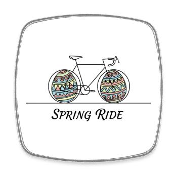Spring Ride Easter Bike Line Art - Square fridge magnet - white - Front
