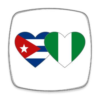 Kuba Nigeria Flagge Herzflagge - Viereckiger Kühlschrankmagnet - Weiß - Vorne