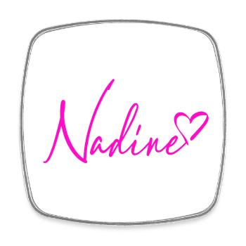 Nadine Signatur Neon Pink - Viereckiger Kühlschrankmagnet - Weiß - Vorne