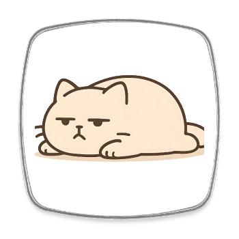 Müde Katze Lustig Lazy Cat Cartoon Motiv - Viereckiger Kühlschrankmagnet - Weiß - Vorne