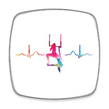 Aerialist Hearbeat EKG Cloud Swing Trapez - Viereckiger Kühlschrankmagnet - Weiß - Vorne