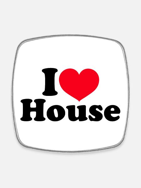 I Love House - Square fridge magnet - white