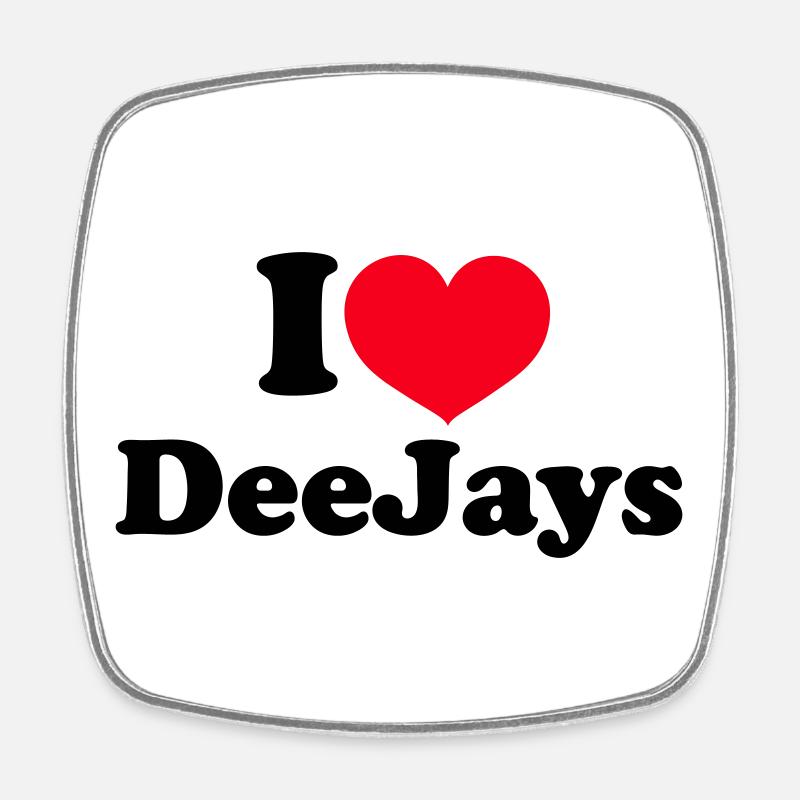 I Love DeeJays - Viereckiger Kühlschrankmagnet - Weiß