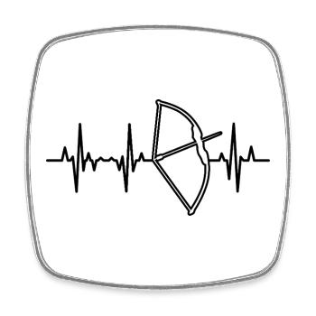 Bow and arrow heartbeat - Square fridge magnet - white - Front