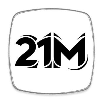 Cooles 21M Logo Motiv für Bitcoin Miner - Viereckiger Kühlschrankmagnet - Weiß - Vorne