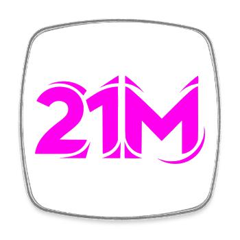 21M Bitcoin Supply Crypto Design21 Limit Millionen - Viereckiger Kühlschrankmagnet - Weiß - Vorne
