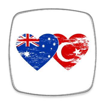 Australien Türkei Flagge Herz used - Viereckiger Kühlschrankmagnet - Weiß - Vorne