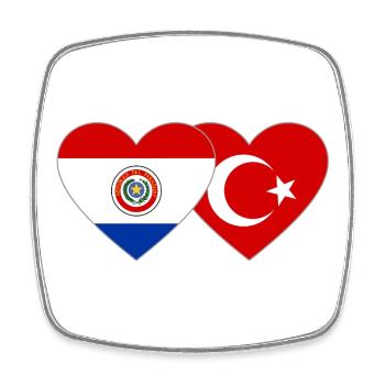 Paraguay_Tuerkei_Flagge_Herz - Viereckiger Kühlschrankmagnet - Weiß - Vorne