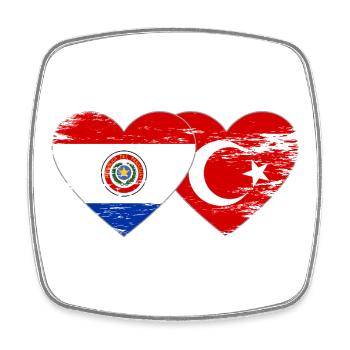 Paraguay Türkei Flagge Herz used - Viereckiger Kühlschrankmagnet - Weiß - Vorne