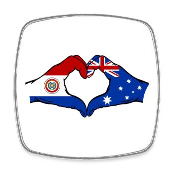 Paraguay Australien Flagge Herz - Viereckiger Kühlschrankmagnet - Weiß - Vorne