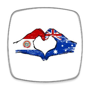 Paraguay Australien Flagge Herz used - Viereckiger Kühlschrankmagnet - Weiß - Vorne