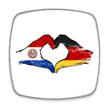 Paraguay Deutschland Flagge Herz used - Viereckiger Kühlschrankmagnet - Weiß - Vorne