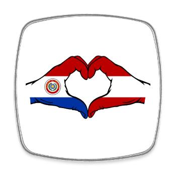 Paraguay Österreich Flagge Herz used - Viereckiger Kühlschrankmagnet - Weiß - Vorne