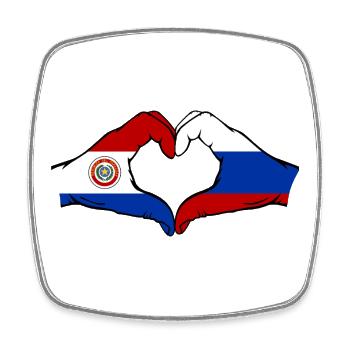 Paraguay Russland Flagge Herzform - Viereckiger Kühlschrankmagnet - Weiß - Vorne