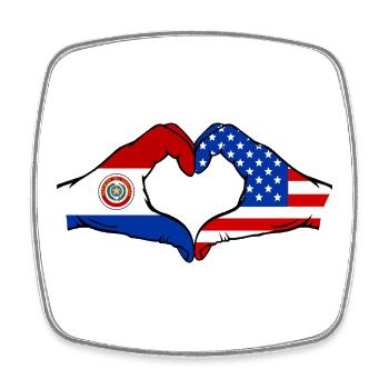 Paraguay USA Flag Heart - Square fridge magnet - white - Front