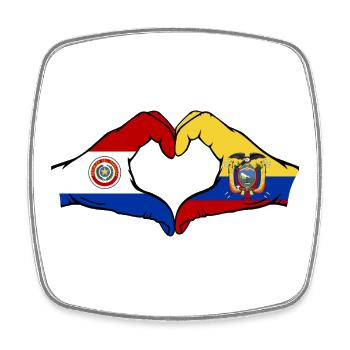 Paraguay Ecuador Flag Hands Heart Shape - Square fridge magnet - white - Front