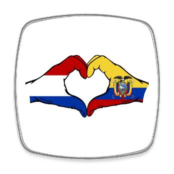 Cœur du drapeau Holland Équateur - Magnet carré - blanc - Devant