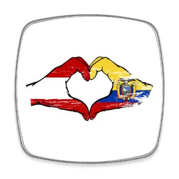 Cœur du drapeau Autrichien-Équateur utilisé - Magnet carré - blanc - Devant