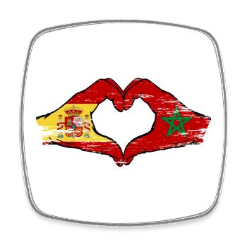 Spain Morocco Flag Hands Used - Square fridge magnet - white - Front