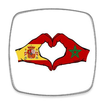 Mains du drapeau du Maroc de l’Espagne - Magnet carré - blanc - Devant