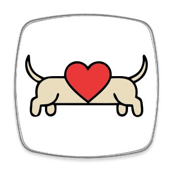 Dackel Herz Liebe Hundemama - Viereckiger Kühlschrankmagnet - Weiß - Vorne