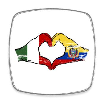 Italien Ecuador Flagge Herz used - Viereckiger Kühlschrankmagnet - Weiß - Vorne