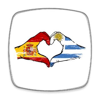 Flaggenherz Spanien Uruguay used - Viereckiger Kühlschrankmagnet - Weiß - Vorne