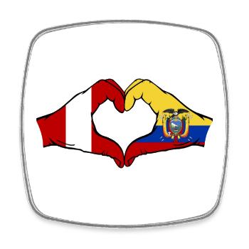 Peru Ecuador Flagge Herz - Viereckiger Kühlschrankmagnet - Weiß - Vorne