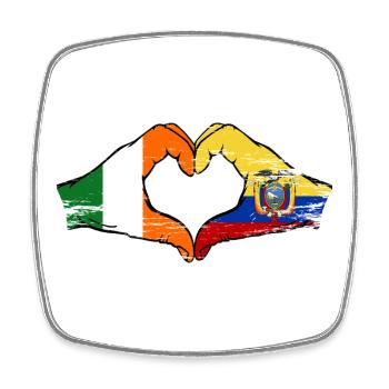 Cœur du drapeau de l’Irlande et de l’Équateur utilisé - Magnet carré - blanc - Devant