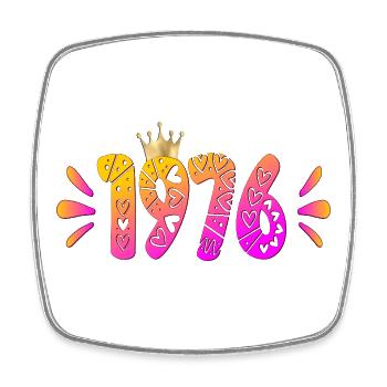 50. Geburtstag 1976 - Geburtstagskrone - Viereckiger Kühlschrankmagnet - Weiß - Vorne