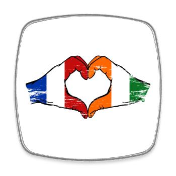 France Ivory Coast Flag Hands Heart Shape - Square fridge magnet - white - Front