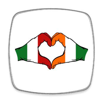 Mains du drapeau de la Côte d’Ivoire de l’Italie - Magnet carré - blanc - Devant