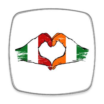 Italy Côte d'Ivoire Flag Heart - Square fridge magnet - white - Front
