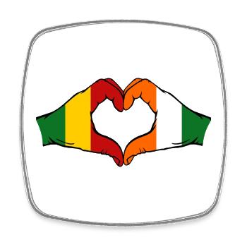 Drapeau de la Côte d’Ivoire du Mali Mains en forme de cœur - Magnet carré - blanc - Devant