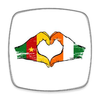 Kamerun Elfenbeinküste Flagge Herz used - Viereckiger Kühlschrankmagnet - Weiß - Vorne